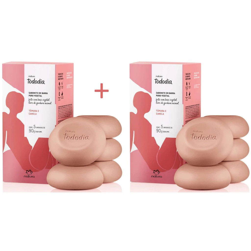 Kit Presente 2 Caixas de Sabonetes Tâmara e Canela Natura tododia com 5 Unidades cada