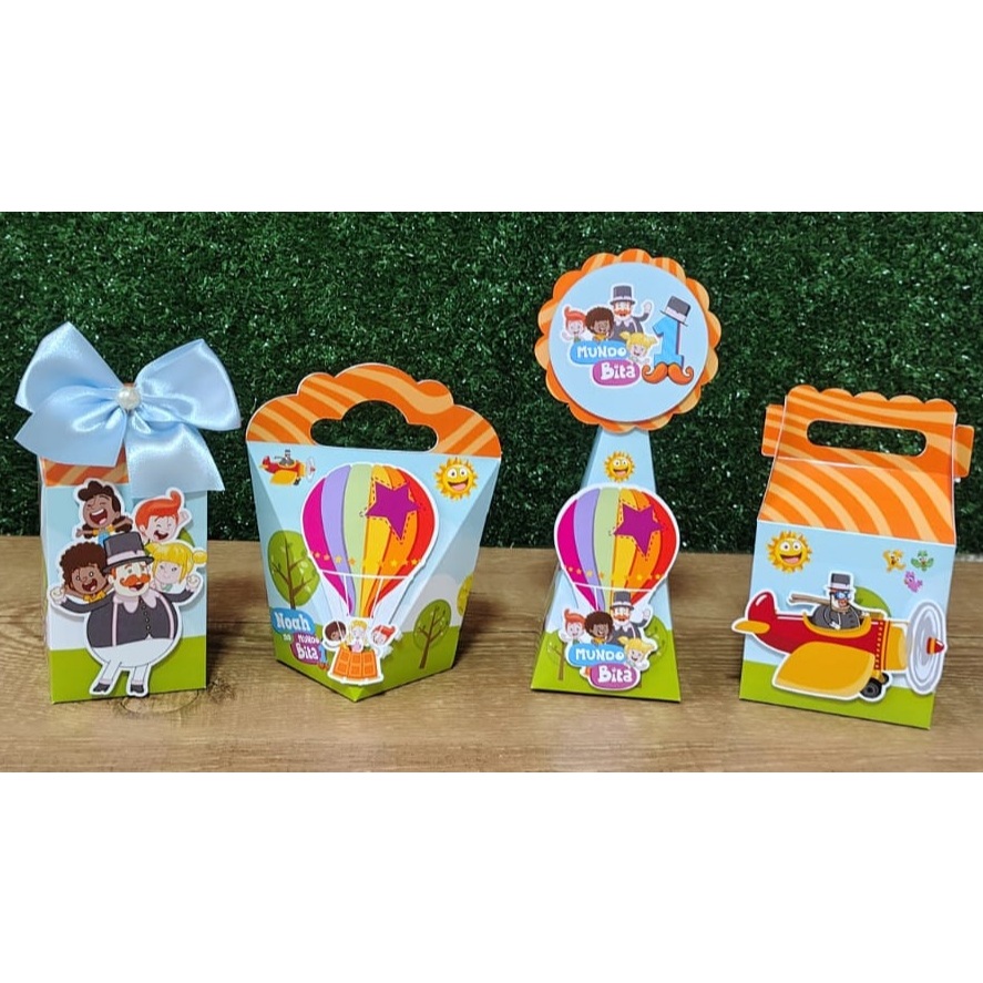 Kit Festa Personalizados MUNDO BITA - Caixinhas para Lembrancinhas Aniversário - PAPEL FOTOGRÁFICO