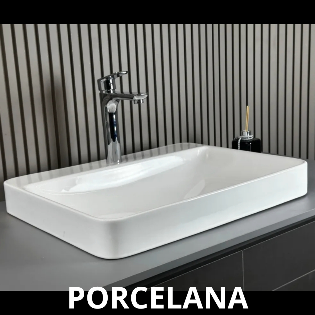 Cuba 60x48 Porcelana Louça Canadá Branco Brilhante com Válvula Click – Banheiro Lavabo