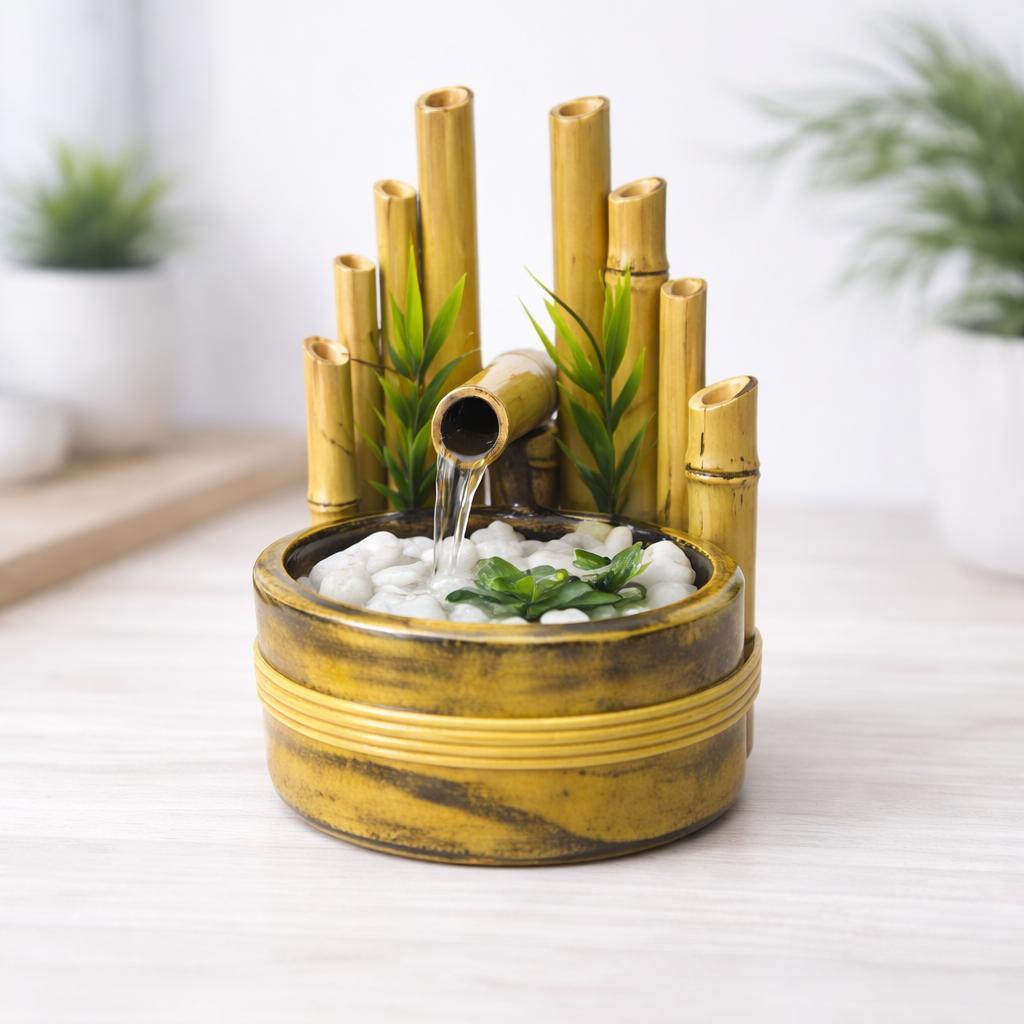 Imagem Fonte de Água Decorativa Zen Mini Bambu Feng Shui