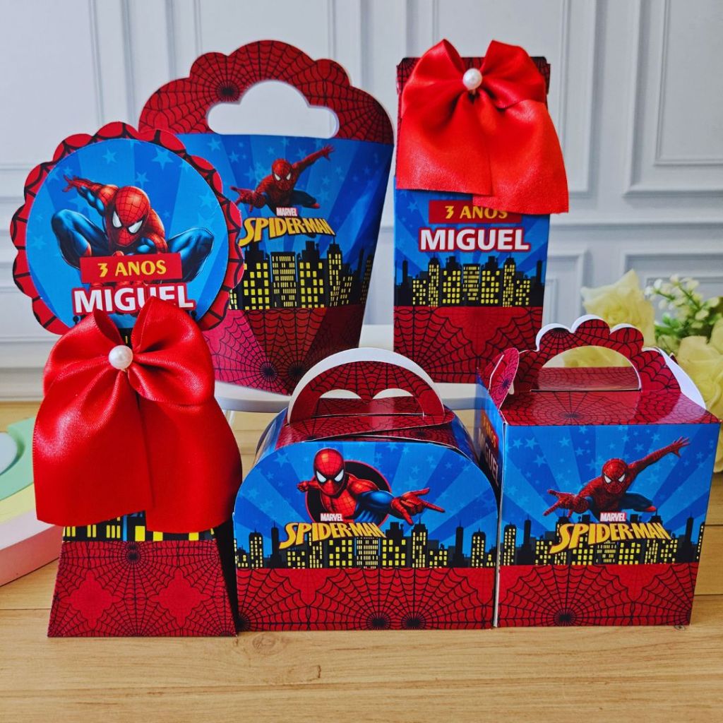 Personalizados do Homem Aranha | Lembrancinhas | Caixinha | Brindes | Festa infantil | Pegue e Monte