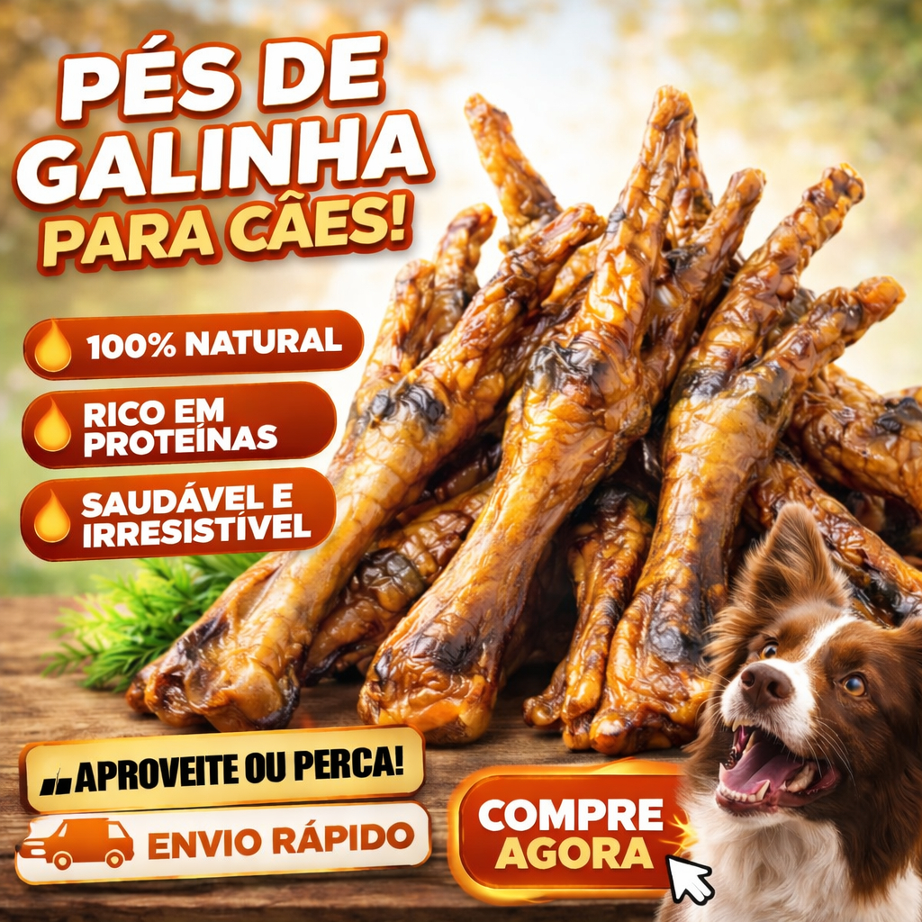 Pé de Galinha Desidratado para Cachorro 5 Unidades | Petisco Natural 100% Proteína | Snack para Cães