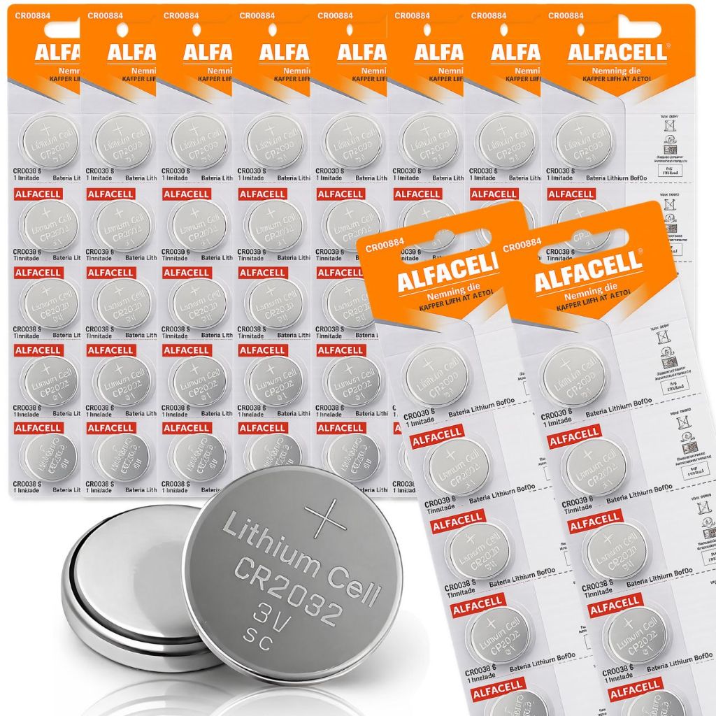 Kit Com 50 Baterias CR2032 3V Original Alfacell Moeda Botão Controle Alarme Portão Balança Placa Mãe