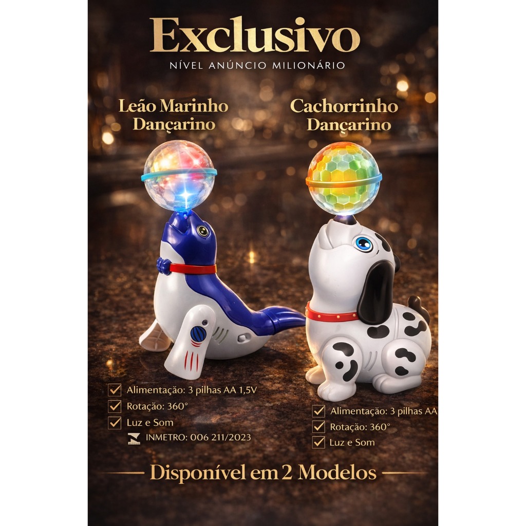 Leão Marinho Interativo 360° com Luz e Música Brinquedo Educativo e bebe Infantil criança Oferta