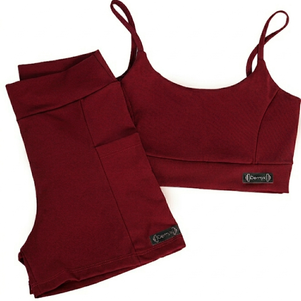 Conjunto Academia Feminina Corrida Shorts Bolso Top Alça Dupla Treino Fitness Poliamida Premium Zero Transparencia