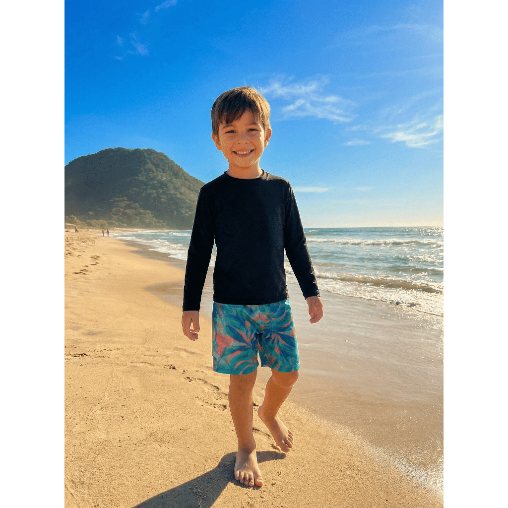 Camisa Blusa Infantil Juvenil Unissex Manga Longa Proteção UV Solar Térmica Praia Casual