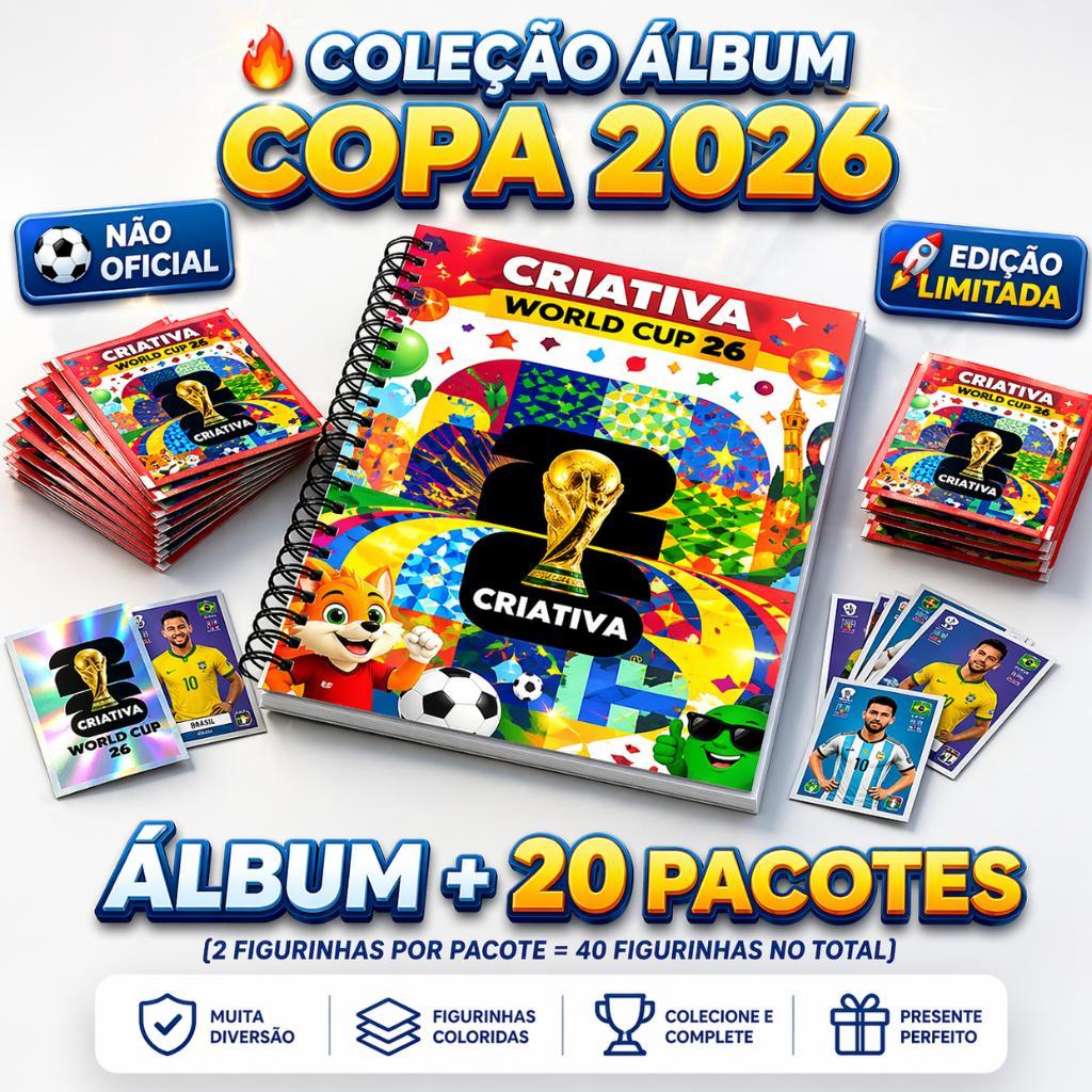 Álbum Copa 2026 Completo + 110 Figurinhas Adesivas Brilhantes Raras Interativo Com Desenhos Para Colorir Envio 24h
