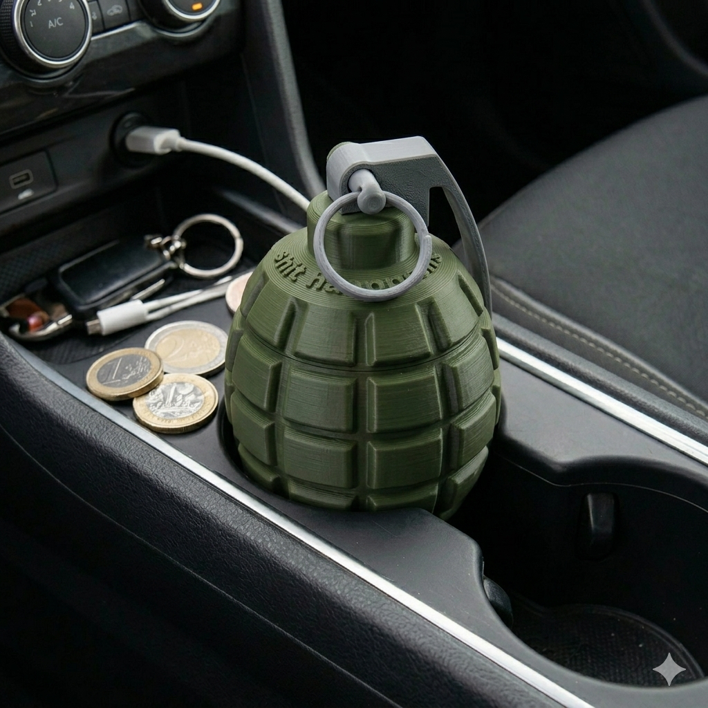 Pote Organizador Granada Tática Com Tampa Rosqueável - Porta Treco Decorativo Militar Geek Premium