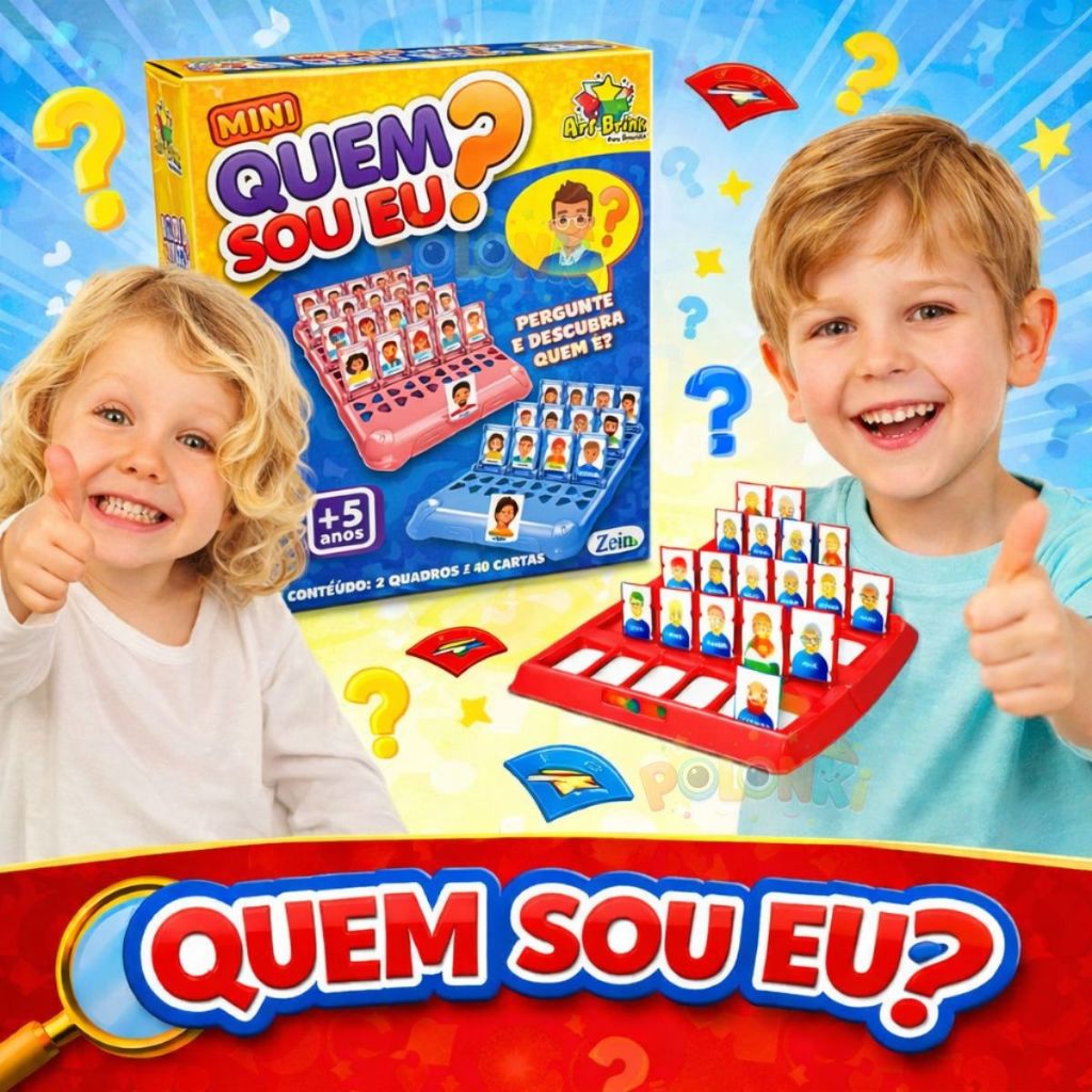 Jogo Quem Sou Eu Educativo Infantil Tabuleiro Com Cartas De Adivinhar Cara Brinquedo Divertido