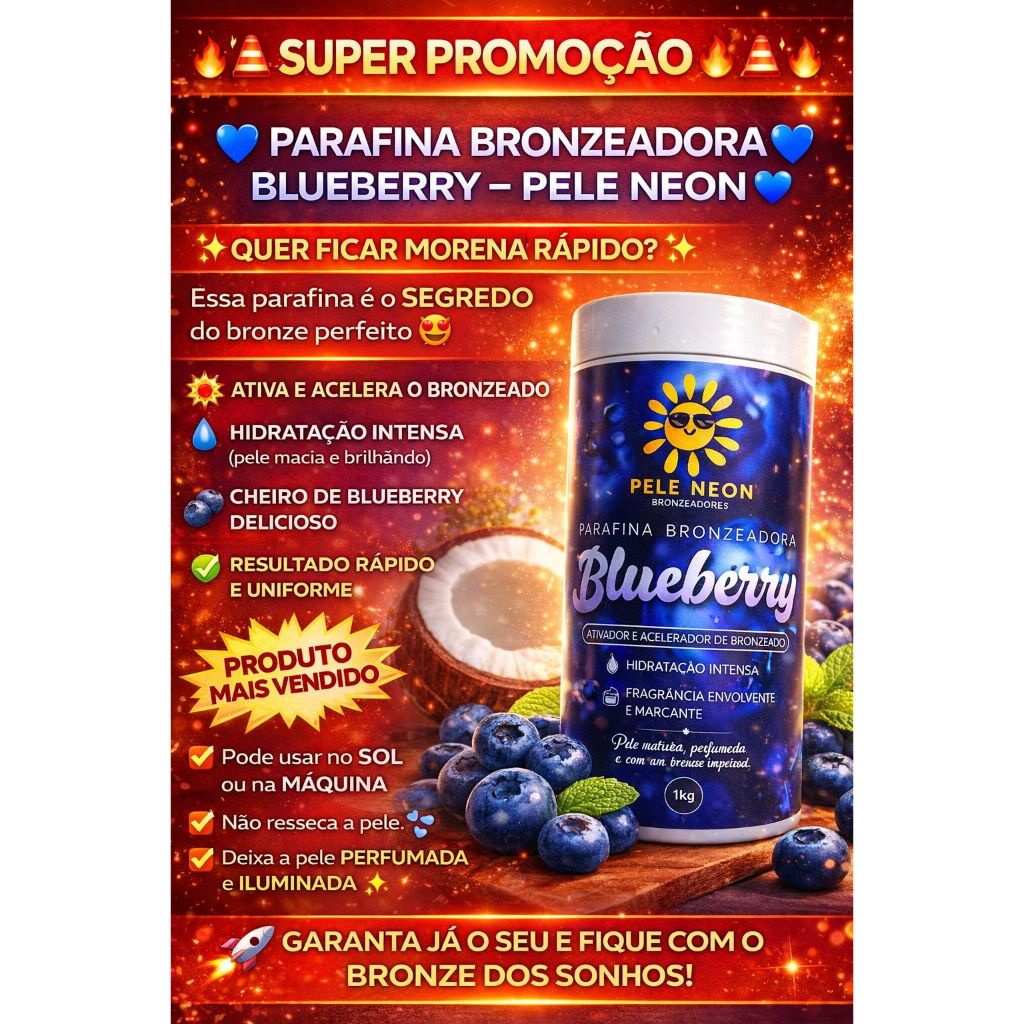 Parafina Bronzeadora Blueberry 1kg - Bronzeador Ativador para Pele Macia e Radiante