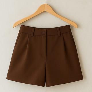 Short Social Alfaiataria Feminino Minimalista Elegante Com Bolso e Ziper Moda Blogueira