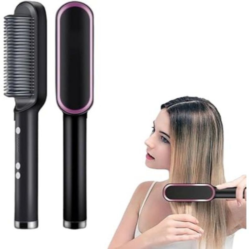 Escova Alisadora Chapinha Pente Multifuncional Potente Iônica Premium Basiqe Sleek Gold Bivolt