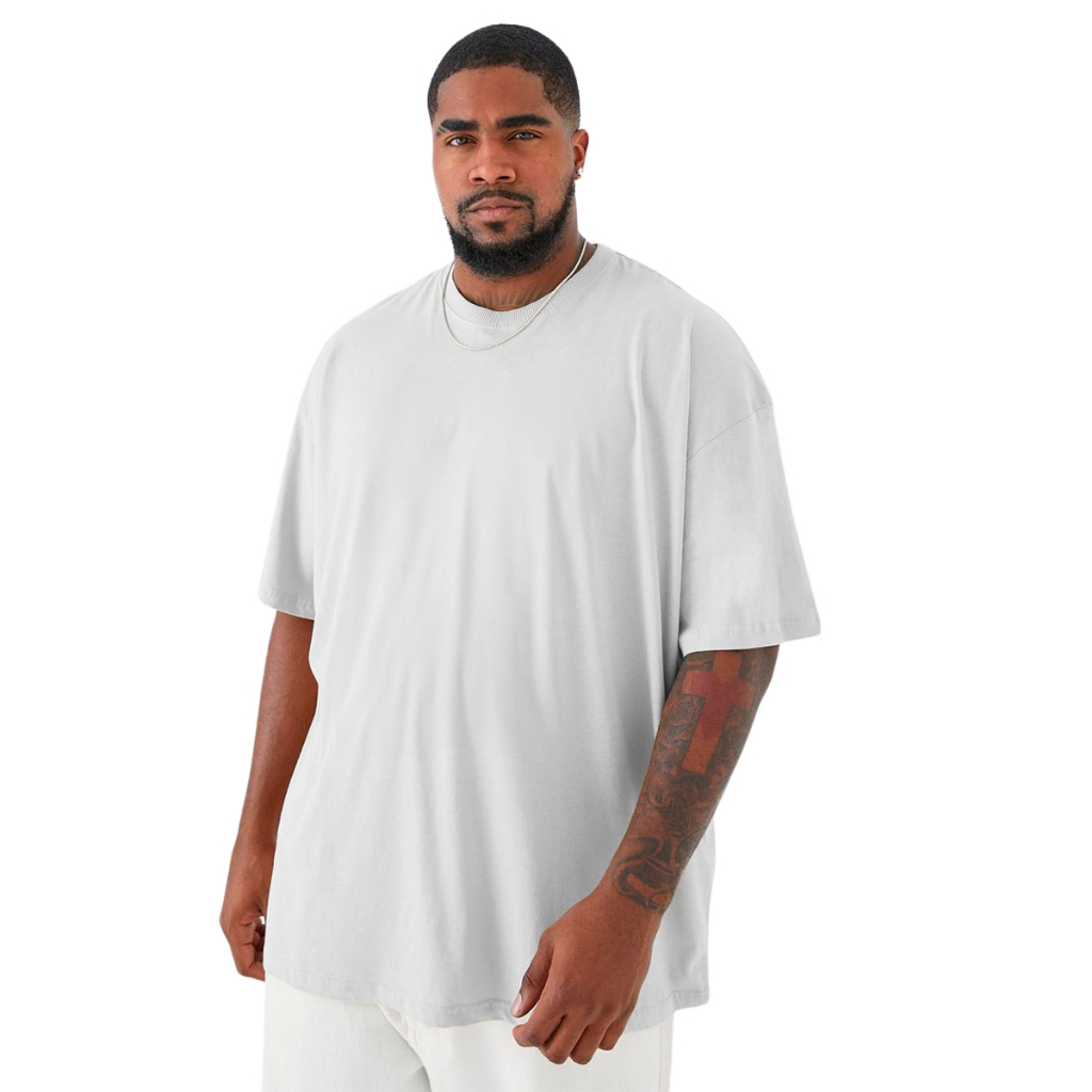 Camiseta Básica Masculina Plus Size Algodão Básica G1 G2 G3 Preta Branca Confortável Manga Curta