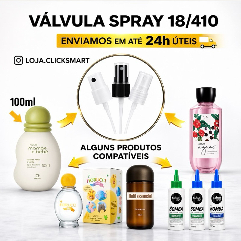 KIT VÁLVULA SPRAY  18/410 | COLÔNIA MAMAE E BEBE DE 100ML | ÁGUAS NATURA | REFIL ESSENCIAL - KIT COM 3/6/12 UNIDADES