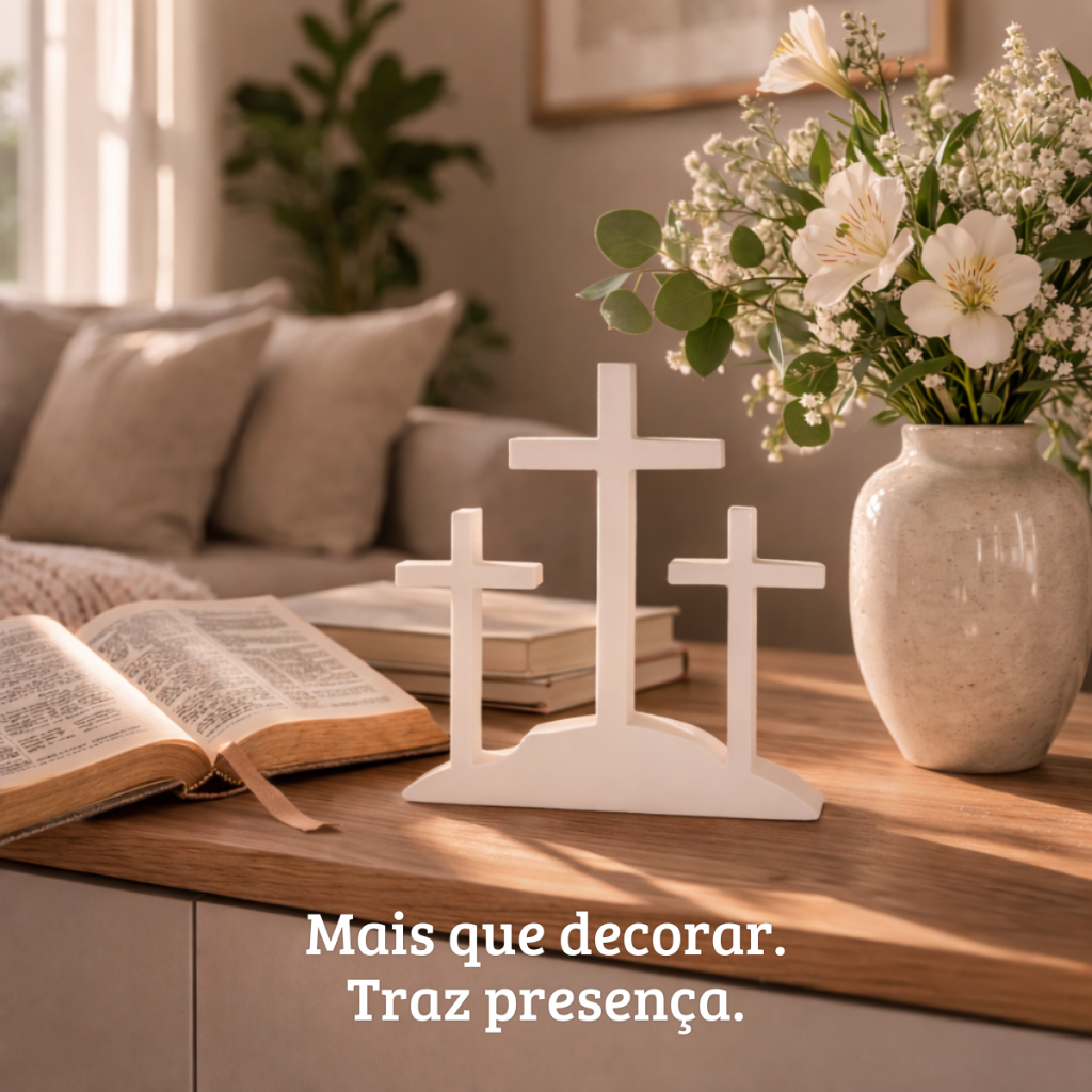 Cruz Decorativa Cristã Mesa Cantinho Oração Decoração Religiosa Elegante e com Significado
