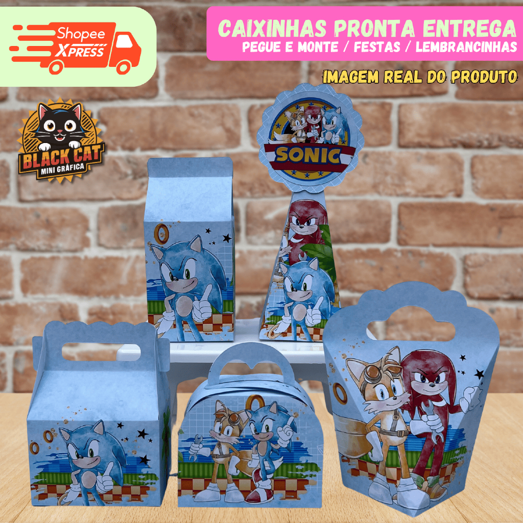 KIT CAIXINHAS FESTA SONIC TAILS KNUCKLES