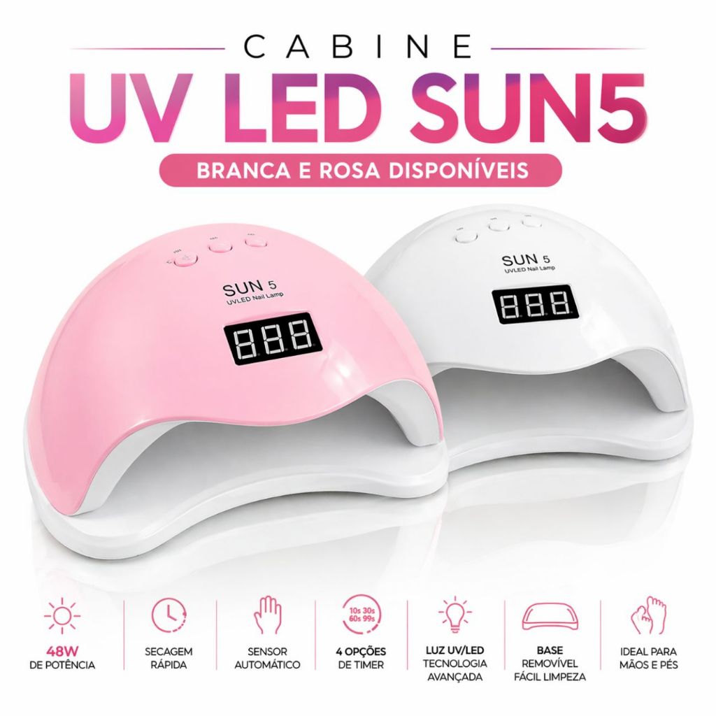 Cabine Sun5 Digital LED UV 48w Bivolt Unhas Gel Acrigel