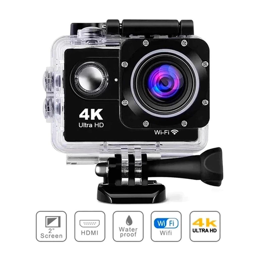 Câmera Filmadora Sport 4k Ultra Hd Wi-fi Capacete Pro Go Action A Prova D’água 30 metros