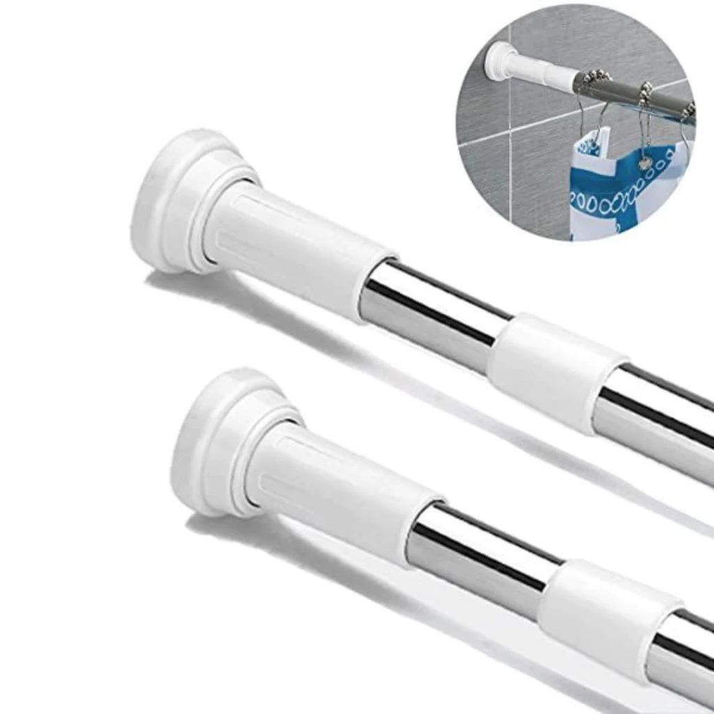 Varão Extensível Inox Cortina Pia de Cozinha, Cortina Box Banheiro - Cortina de Porta Retrátil
