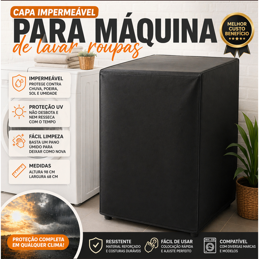 Capa Para Maquina De Lavar Roupas Samsung Prime  12kg À 16kg lava e seca