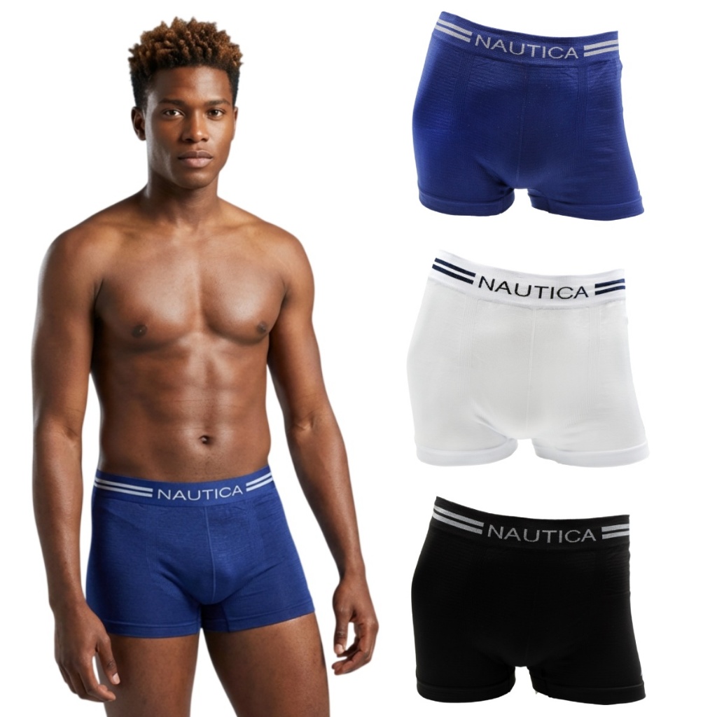 Kit 3 Cuecas Masculina Boxer Nautica Microfibra Sem Costura Sortida