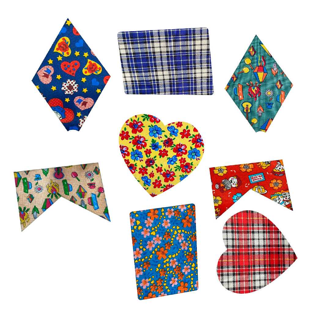 Kit 4 Adesivos Retalhos Remendo Decorativo Adesivo Arraia Festa Junina
