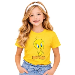 Camiseta Infantil Piu-Piu kids 100% Algodão personagem amarelo criança tamanho do 2 ao 14