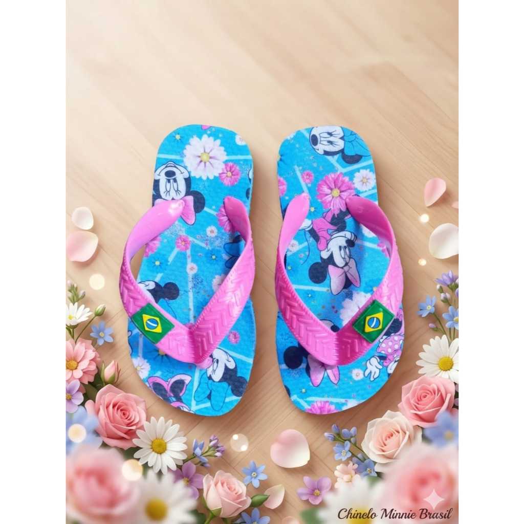Detalhes do Chinelo Infantil Feminino Ratinha Com Laço Rosa Estrela Luar