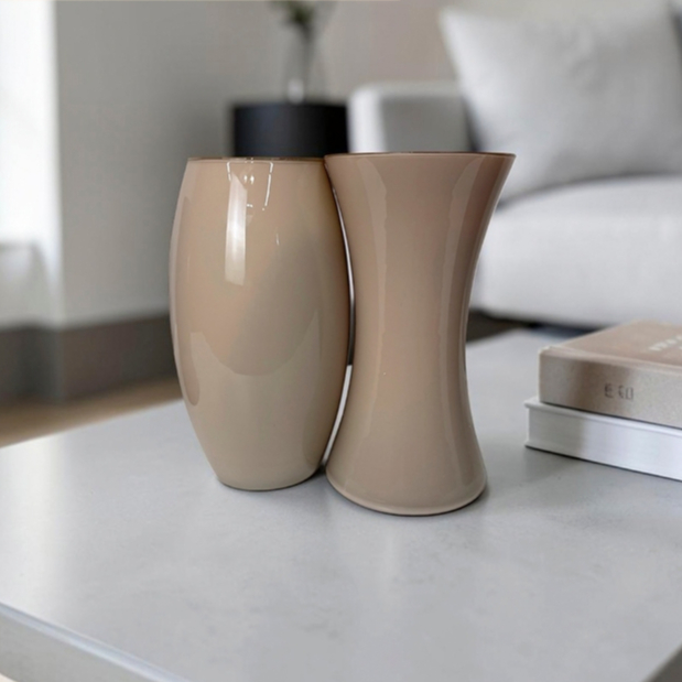 Vaso de Vidro Conjunto Romeu e Julieta 22,5cm Moderno Luxo Decorativo Mesa Sala Escritório Premium