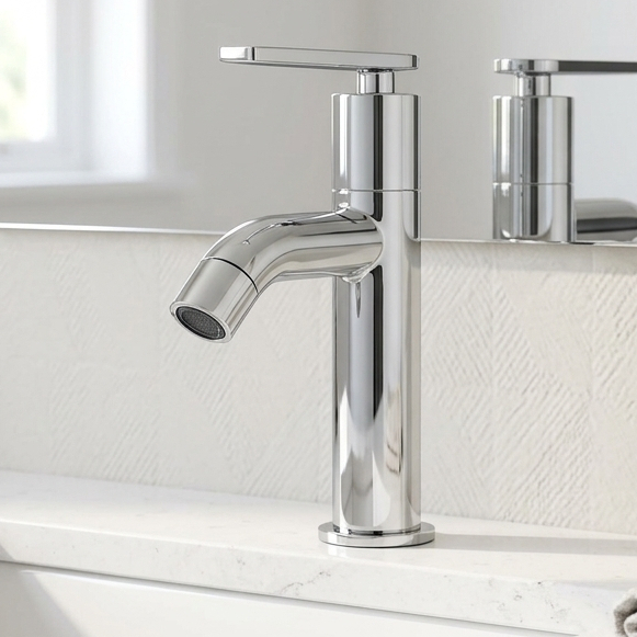 Torneira Banheiro ABS Cromada De Mesa Para Pia Embutida Bica Baixa Arejador Anti Respingo Lavabo
