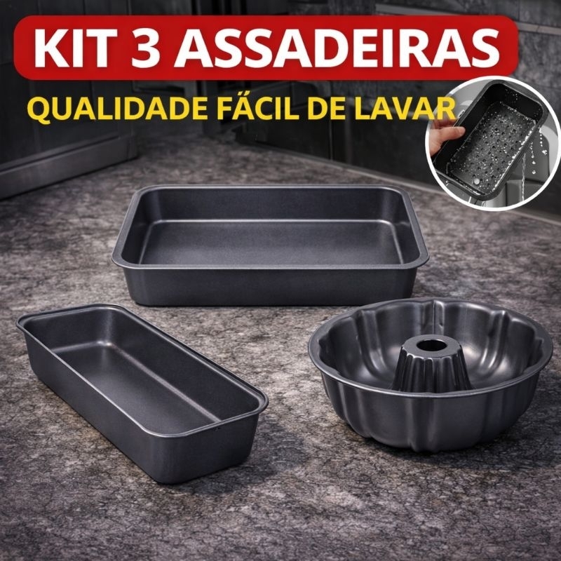 Assadeiras e formas antiaderente pão,bolo e carnes
