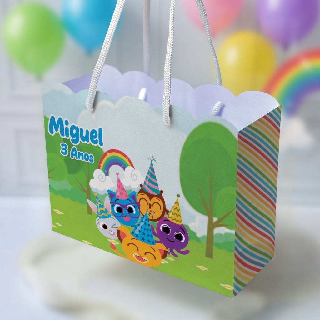 Sacola Personalizada Bolofofos | Sacolinha Personalizada | Kit com Alça e Pegue e Monte | Lembrancinha Festa