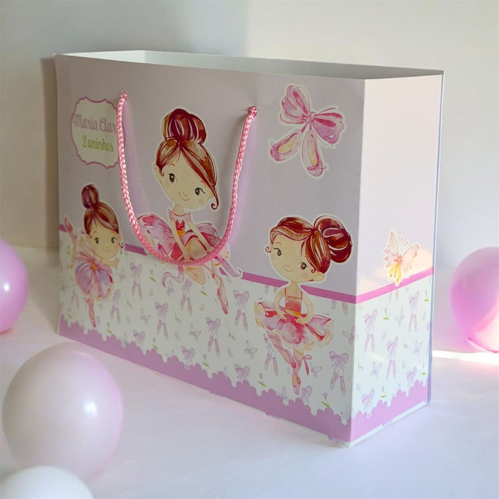 Kit Sacolinhas Personalizadas Tema Bailarina Lembrancinhas Aniversário