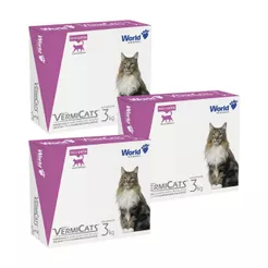 Kit 03 Vermicats 600MG 4 Comprimidos Vermífugo Para Gatos