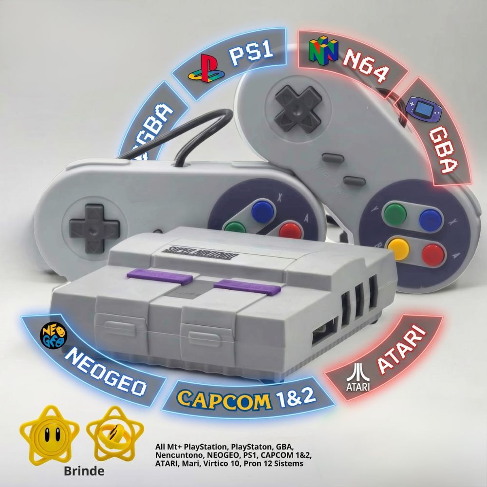 Vídeo Game Retro Mini Super Nintendo Todos os Jogos de Super Nintendo com 2 Controles