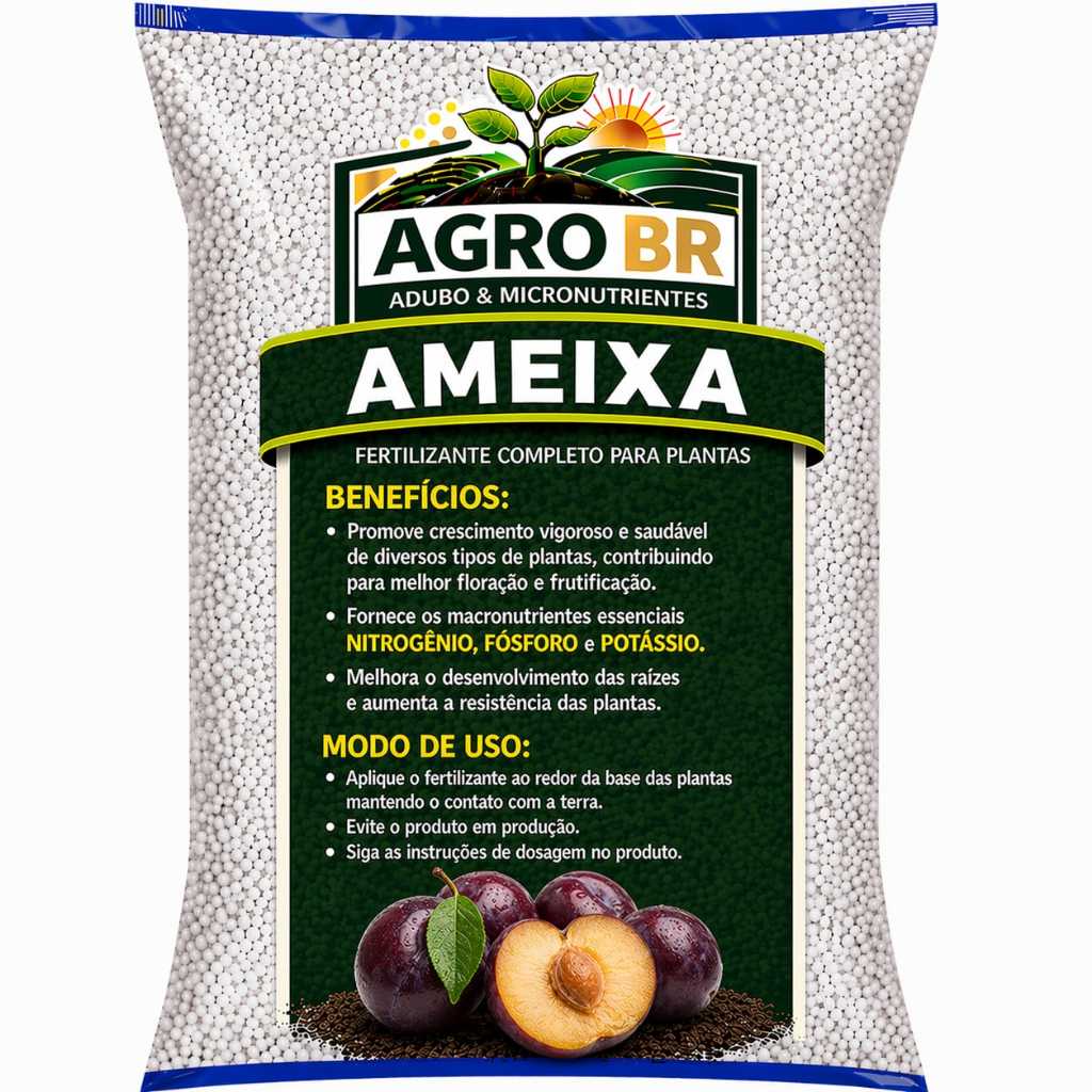 Adubo Fertilizante para AMEIXA NPK + Micronutrientes Frutifocação e Crescimento 1kg