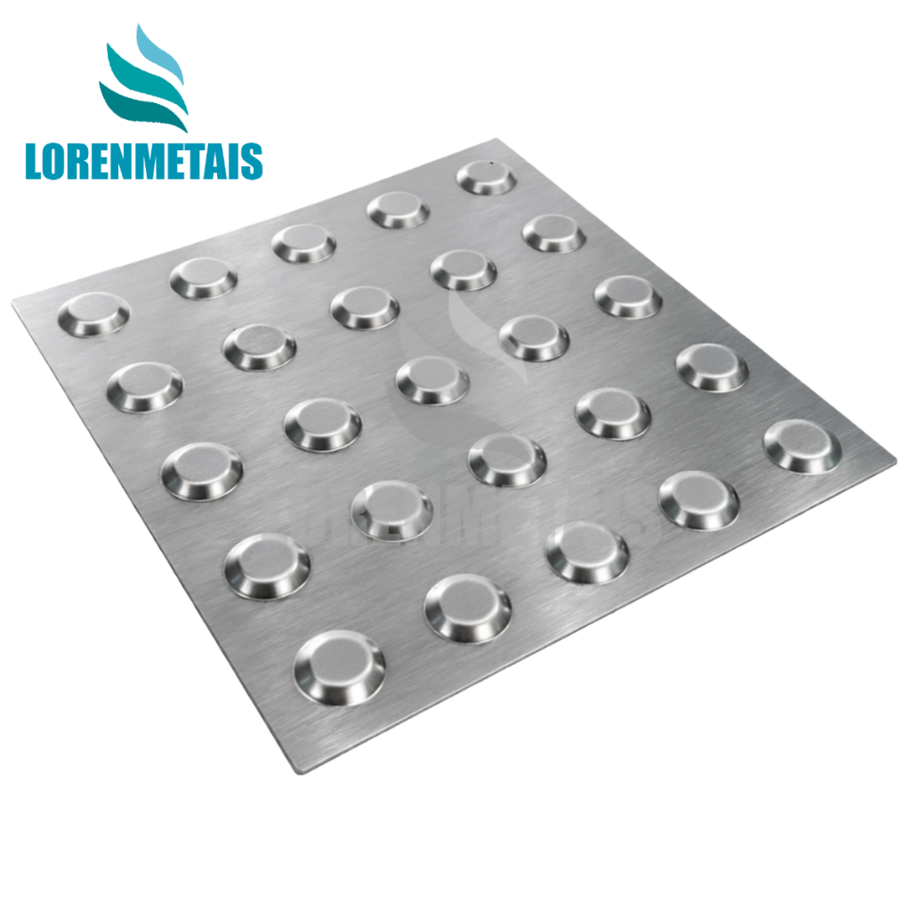 Piso tátil chapa inox 25x25cm Alerta