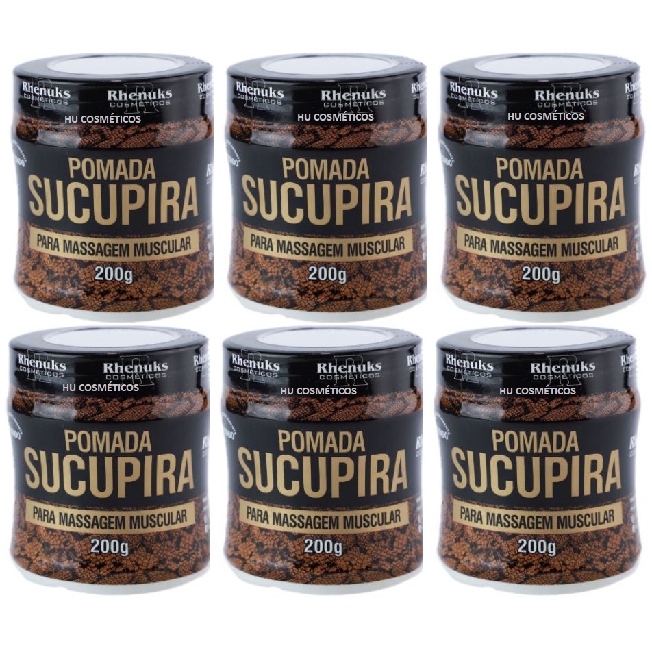 Kit 6 Pomada para Massagem Muscular Creme Massageador Sucupira - Rhenuks