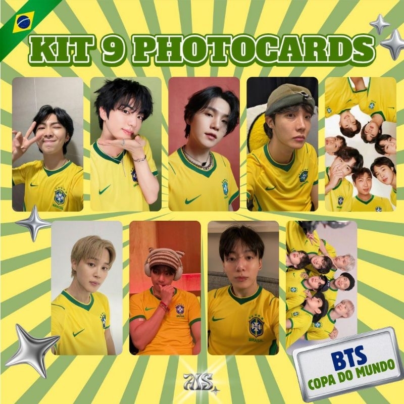 9 Photocards BTS Copa do Mundo 2026 Brasil | Fanmade | (5,5 x 8,5)