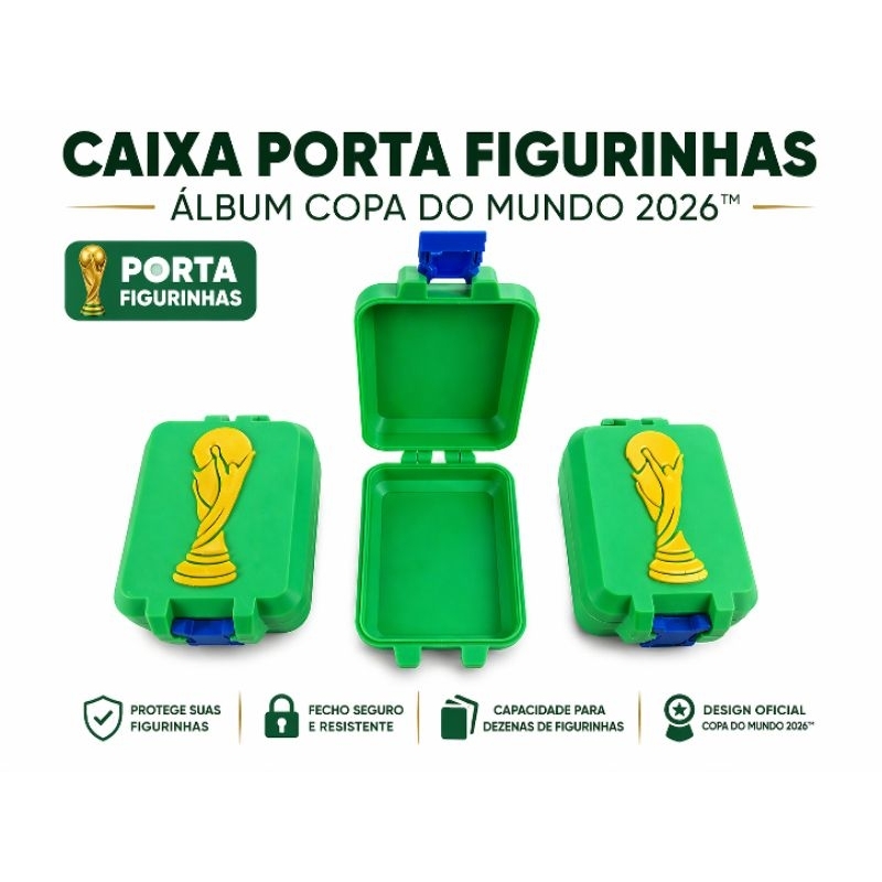 Caixa Porta Figurinhas Copa do Mundo 2026 | Estojo Organizador Compacto 3D Resistente 7x10x5 cm