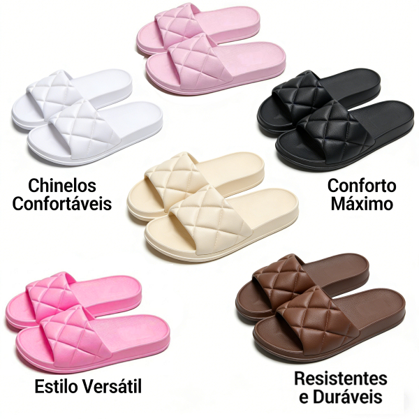 Chinelo Slide Nuvem Feminino - EVA Macio e Confortável, Toque Suave para Praia e Dia a Dia