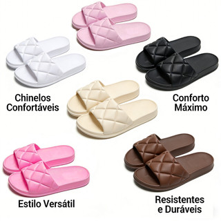 Chinelo Slide Nuvem Feminino - EVA Macio e Confortável, Toque Suave para Praia e Dia a Dia