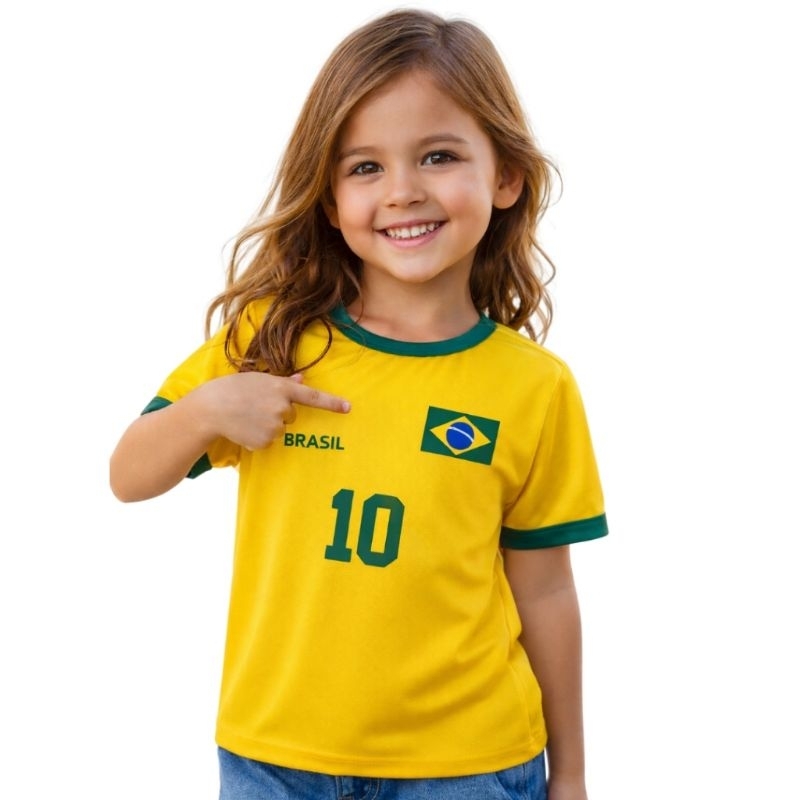 Camiseta do Brasil Infantil Copa do Mundo Tamanho 2