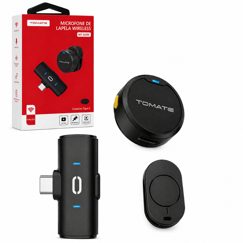 Microfone Lapela Wireless Tomate Mt-2220c Tipo-c