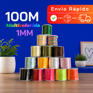 Fio de Cetim Linha Varias Cores Cordão Rabo de Rato Rolo Com 100 metros 1mm