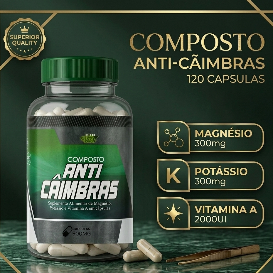 Anti Cãibras Suplemento Natural Cãibra Noturna Dor Muscular Espasmo Muscular Magnésio Cálcio Zinco Saúde Muscular Envio
