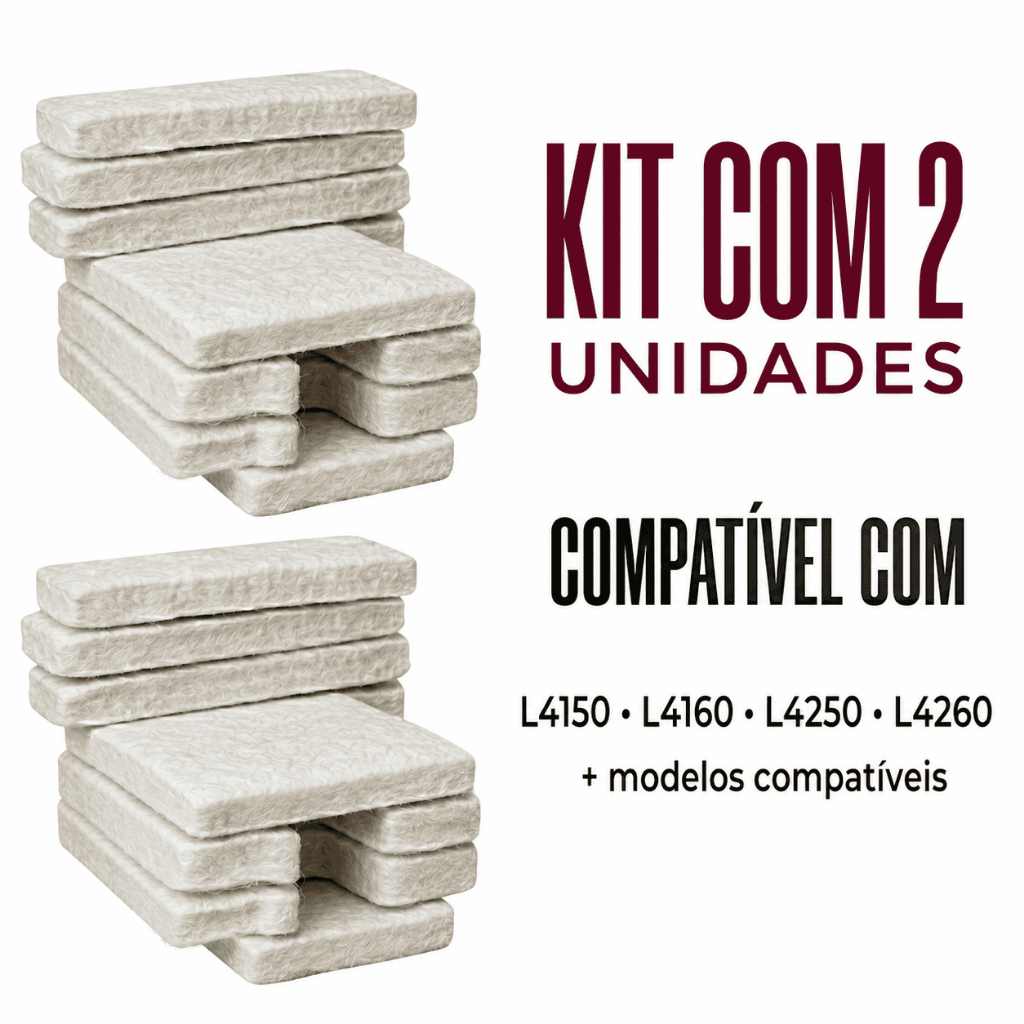 Kit 2 Almofada Absorvente Feltro Epson L4150 L4160 L4250 L4260 Caixa Manutenção Sem Base Sem Poliéster Alta Absorção