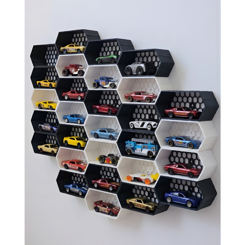 Colmeia Hexagonal Organizador de Brinquedos para Carrinhos HotWheels Matchbox - Expositor de Parede Estante Modular