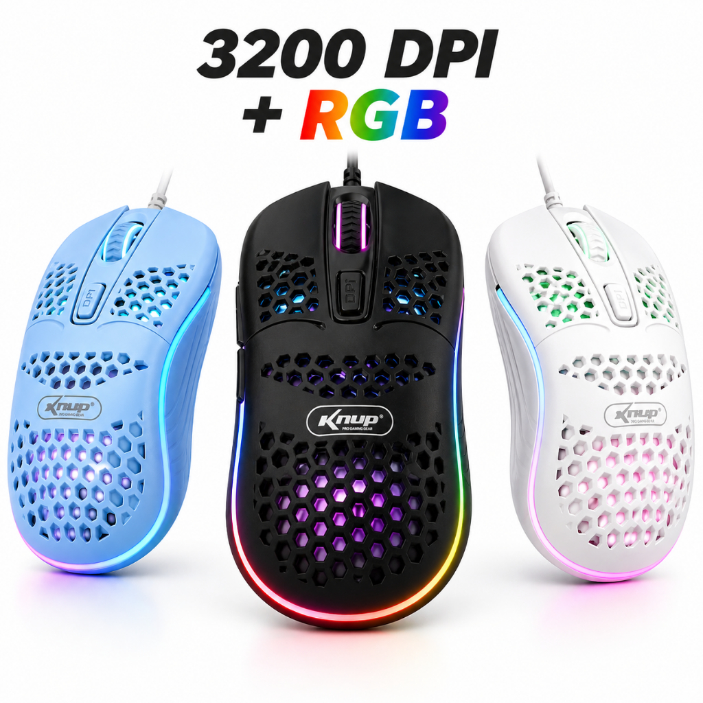 Mouse Gamer RGB 1000 DPI USB Com Fio Alta Precisão LED Ergonômico PC Notebook Barato