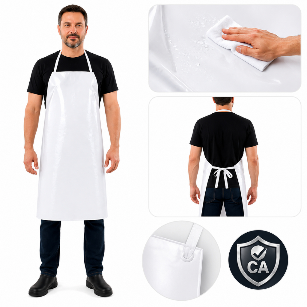 Avental Profissional Impermeavel Branco Com CA Uso Cozinha Churrasco